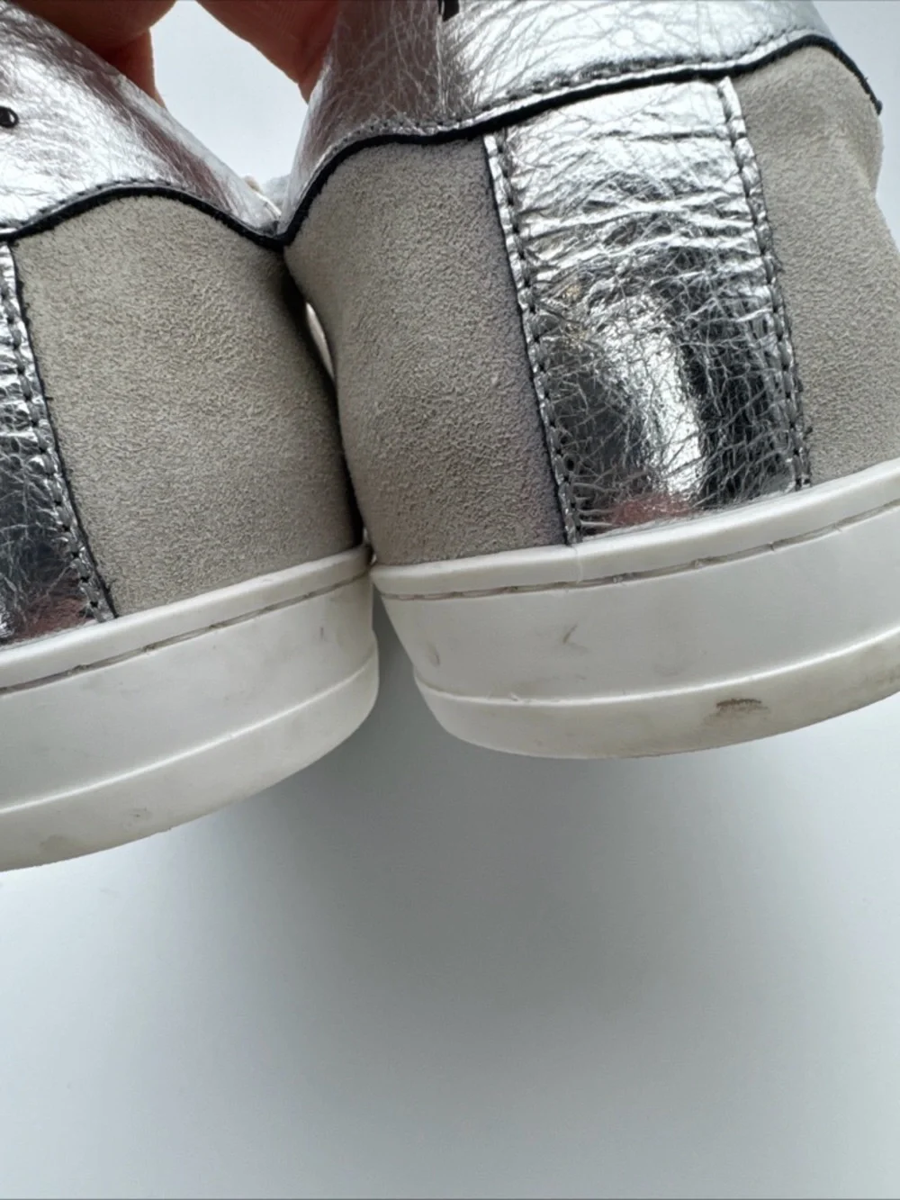 P448 John Shoes Womens 42 / 11 Silver White Low Top Lace Up Casual Sneakers - Picture 11 of 16